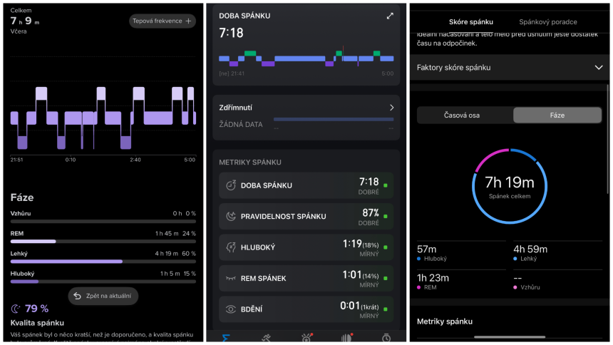po lewej (Suunto Race 3S), pośrodku (Amazfit Helio Ring), po prawej (Garmin CIRQA)