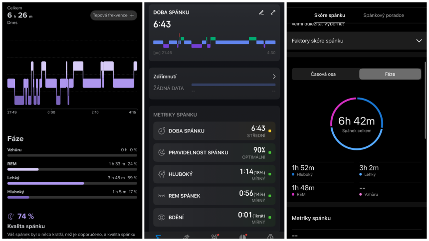 po lewej (Suunto Race 3S), pośrodku (Amazfit Helio Ring), po prawej (Garmin CIRQA)