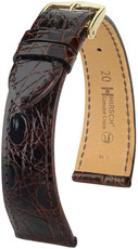 Skórzany pasek Hirsch Genuine Croco M 18800810OE-1, brązowy, skóra krokodyla, open end (do stałych teleskopów), długość M, Quick Release