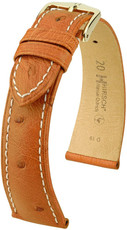 Brązowy skórzany pasek Hirsch Massai Ostrich L 04362071-1 (skóra strusia) Hirsch selection