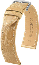 Skórzany pasek Hirsch Genuine Croco 18900890-2, beżowy, skóra krokodyla, Quick Release