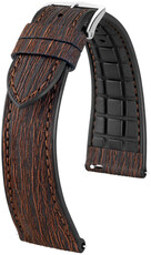 Pasek z eco-skóry Hirsch Bark 0935045115-2, brązowy, Quick Release