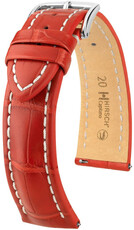 Skórzany pasek Hirsch Capitano L 04807029-2, czerwony, skóra aligatora, długość L, Quick Release