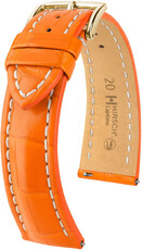 Skórzany pasek Hirsch Capitano L 04807076-1, pomarańczowy, skóra aligatora, długość L, Quick Release