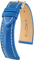 Skórzany pasek Hirsch Capitano L 04807085-1, niebieski, skóra aligatora, długość L, Quick Release