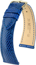 Skórzany pasek Hirsch London 04366185-7, niebieski, skóra jaszczurki, Quick Release