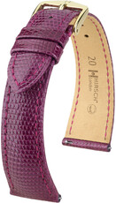 Skórzany pasek Hirsch London 04366187-7, fioletowy, skóra jaszczurki, Quick Release