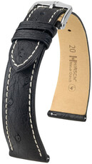 Skórzany pasek Hirsch Massai Ostrich L 04362051-2, czarny, skóra strusia, długość L, Quick Release