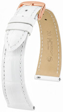 Skórzany pasek Hirsch London L 04307000-7, biały, skóra aligatora, długość L, Quick Release