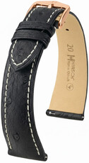 Skórzany pasek Hirsch Massai Ostrich 04262151-7, czarny, strusia skóra, Quick Release