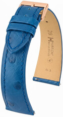 Skórzany pasek Hirsch Massai Ostrich 04262185-7, niebieski, strusia skóra, Quick Release