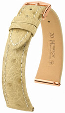 Skórzany pasek Hirsch Massai Ostrich 04262190-7, beżowy, strusia skóra, Quick Release