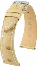 Skórzany pasek Hirsch Massai Ostrich 04262191-2, beżowy, strusia skóra, Quick Release