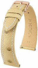 Skórzany pasek Hirsch Massai Ostrich 04262191-7, beżowy, strusia skóra, Quick Release