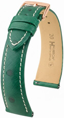 Pasek skórzany Hirsch Massai Ostrich L 04262041-7, zielony, skóra strusia, długość L, Quick Release