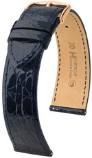Pasek skórzany Hirsch Genuine Croco L 01808080-7, niebieski, skóra krokodyla, długość L, Quick Release