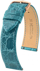 Pasek skórzany Hirsch Genuine Croco L 01808083-7, niebieski, skóra krokodyla, długość L, Quick Release