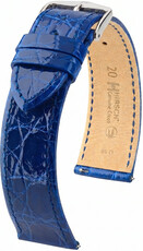 Skórzany pasek Hirsch Genuine Croco 01808185-2, niebieski, skóra krokodyla, Quick Release