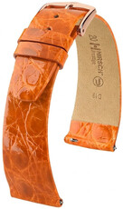 Skórzany pasek Hirsch Prestige 02208176-7, pomarańczowy, skóra krokodyla, Quick Release