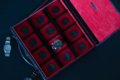 kaseta na zegarki Friedrich Lederwaren Carbon 32054-2