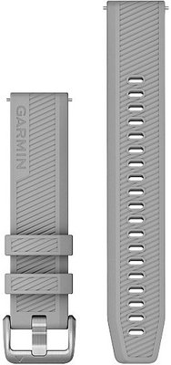 Pasek Garmin Quick Release 20mm, silikonowy, jasnoszary, srebrna klamra (Venu, Venu Sq, Venu 2 plus aj.)