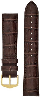 Hirsch skórzany brązowy pasek ze złotą klamrą Duke L 01028010-1