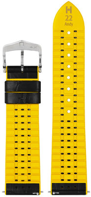 Skórzany pasek Hirsch Andy L 0927228050-2, czarny, skóra cielęca/naturalny kauczuk, długość L, Quick Release