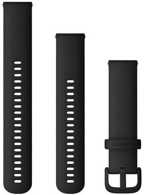Silikonowy pasek Garmin 20mm (pro Venu, Venu Sq, Venu 2 plus aj.), czarny V1, Quick Release + przedłużona część 