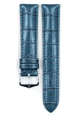 Niebieski skórzany pasek Hirsch Duke Metallic M 01027180-2 (Skóra cielęca)