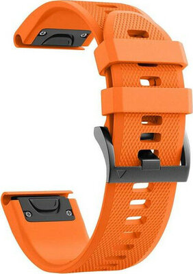 Pasek QuickFit 22mm, silikonowy, pomarańczowy, czarna klamra (Garmin Fenix 7/6/5, Epix 2 aj.)