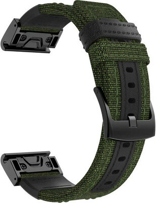 Pasek QuickFit 22mm, nylonowy, zielony, czarna klamra (Garmin Fenix 7/6/5, Epix 2 aj.)