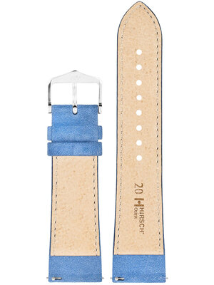 Pasek skórzany Hirsch Osiris Nubuk M 03433183-2, niebieski, skóra cielęca, długość M, Quick Release