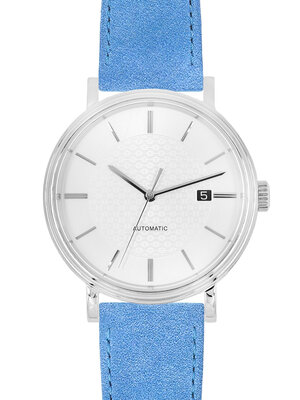 Pasek skórzany Hirsch Osiris Nubuk M 03433183-2, niebieski, skóra cielęca, długość M, Quick Release