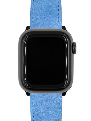 Pasek skórzany Hirsch Osiris Nubuk M 03433183-2, niebieski, skóra cielęca, długość M, Quick Release