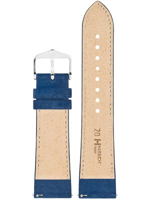 Pasek skórzany Hirsch Osiris Nubuk M 03433180-2, niebieski, skóra cielęca, długość M, Quick Release