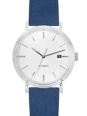 Pasek skórzany Hirsch Osiris Nubuk M 03433180-2, niebieski, skóra cielęca, długość M, Quick Release