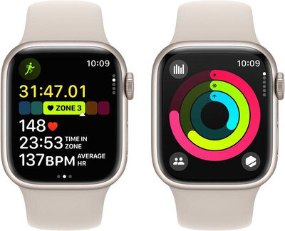 Apple Watch Series 9 GPS + Cellular 45mm Starlight Aluminium Case / Starlight Sport Band - M/L