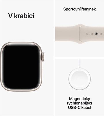 Apple Watch Series 9 GPS + Cellular 45mm Starlight Aluminium Case / Starlight Sport Band - S/M