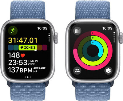 Apple Watch Series 9 GPS 41mm Silver Aluminium Case / Winter Blue Sport Loop