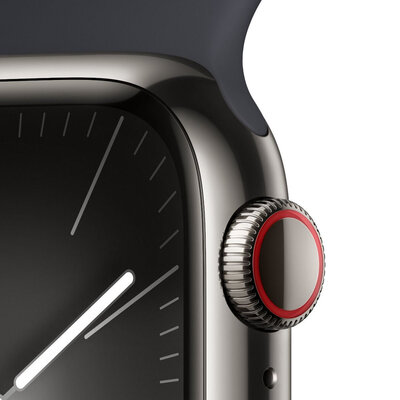 Apple Watch Series 9 GPS + Cellular 45mm Graphite Stainless Steel Case / Midnight Sport Band - M/L