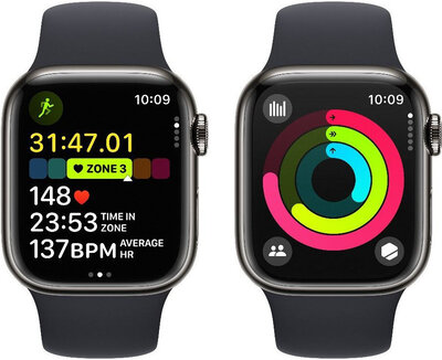 Apple Watch Series 9 GPS + Cellular 45mm Graphite Stainless Steel Case / Midnight Sport Band - M/L
