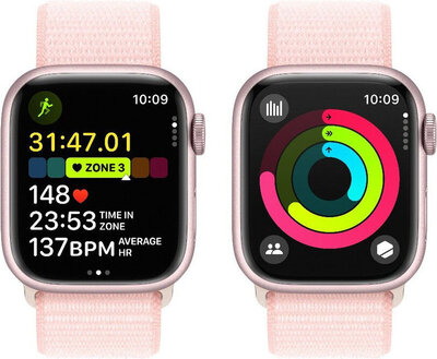 Apple Watch Series 9 GPS + Cellular 45mm Pink Aluminium Case / Light Pink Sport Loop