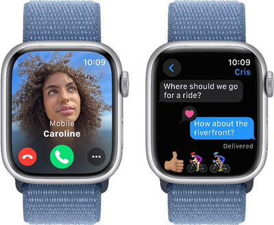 Apple Watch Series 9 GPS + Cellular 45mm Silver Aluminium Case / Winter Blue Sport Loop