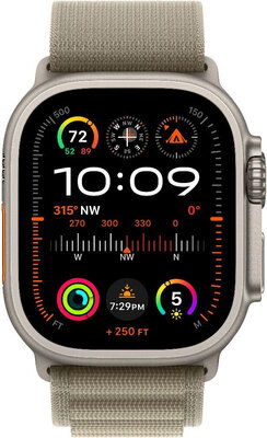 Apple Watch Ultra 2 GPS + Cellular, 49mm Titanium Case / Olive Alpine Loop-Medium