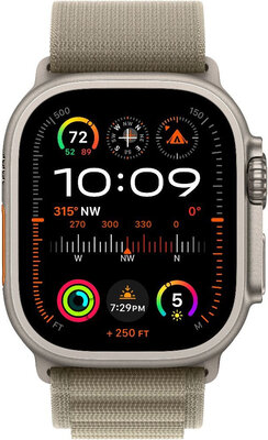 Apple Watch Ultra 2 GPS + Cellular, 49mm Titanium Case / Olive Alpine Loop-Small