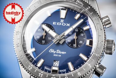 Edox SkyDiver Chronograph Quartz 10116-3-buidn Limited Edition 1000pcs ( + pasek zamienny )
