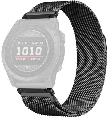 Stalowa bransoleta Ricardo 22mm (pro Garmin Fenix 8/7/6 (47mm), Epix 2 aj.), czarny, QuickFit