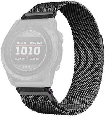 Bransoleta stalowa Ricardo 26mm (do Garmin Fenix 8/7X/6X (51mm), Tactix itp.), czarna, milanese, QuickFit