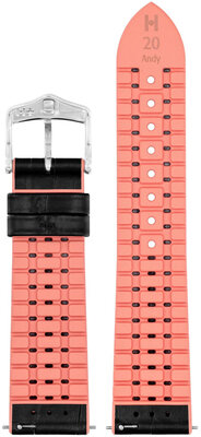 Skórzany pasek Hirsch Andy M 0922328150-2, czarny, cielęca skóra/naturalny kauczuk, długość M, Quick Release