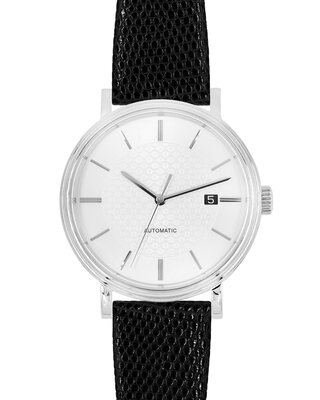 Pasek skórzany Hirsch Lizard M 01866150-1, czarny, skóra jaszczurki, długość M, Quick Release